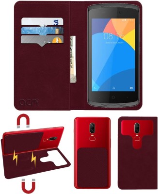 ACM Flip Cover for Intex Aqua Lite(Maroon, Cases with Holder, Pack of: 1)