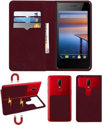 ACM Flip Cover for Lava Flair P2(Maroon, Cases with Holder, Pack of: 1)