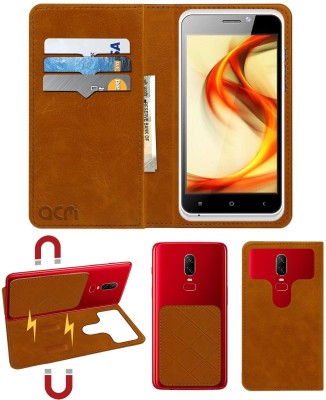 ACM Flip Cover for Swipe Konnect Me(Gold, Cases with Holder, Pack of: 1)