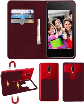 ACM Flip Cover for Celkon Campus Buddy A404(Maroon, Cases with Holder, Pack of: 1)