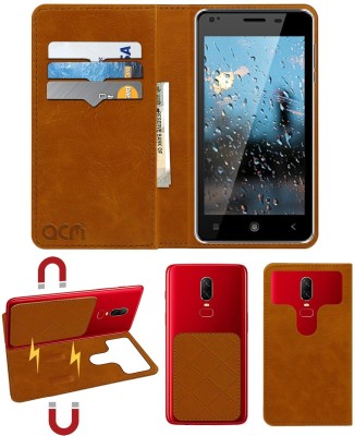 ACM Flip Cover for Videocon Infinium Z45q Star(Gold, Cases with Holder, Pack of: 1)