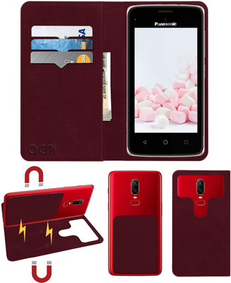 ACM Flip Cover for Panasonic T44 Lite(Maroon, Cases with Holder, Pack of: 1)