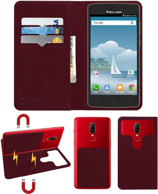 ACM Flip Cover for Panasonic P75(Maroon, Cases with Holder, Pack of: 1)