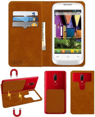 ACM Flip Cover for Intex Cloud Y3(Gold, Cases with Holder, Pack of: 1)