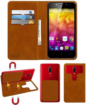 ACM Flip Cover for Hitech Air 3i(Gold, Cases with Holder, Pack of: 1)