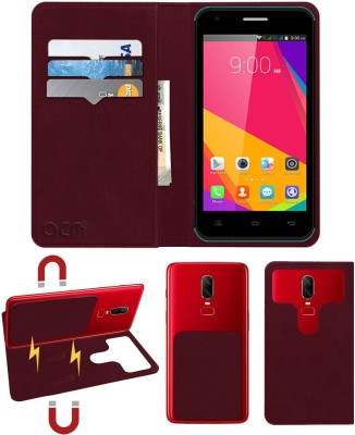 ACM Flip Cover for Celkon Millennia Q452(Maroon, Cases with Holder, Pack of: 1)