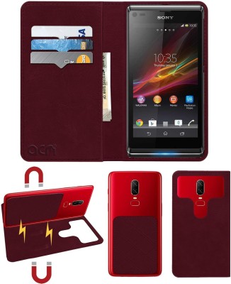 ACM Flip Cover for Sony Xperia L(Maroon, Cases with Holder, Pack of: 1)