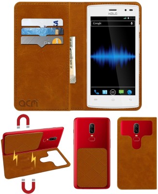 ACM Flip Cover for Xolo Q600 Club(Gold, Cases with Holder, Pack of: 1)