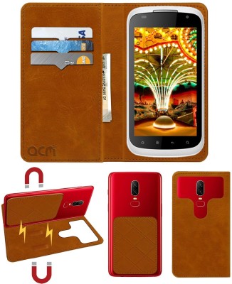 ACM Flip Cover for Celkon A101(Gold, Cases with Holder, Pack of: 1)