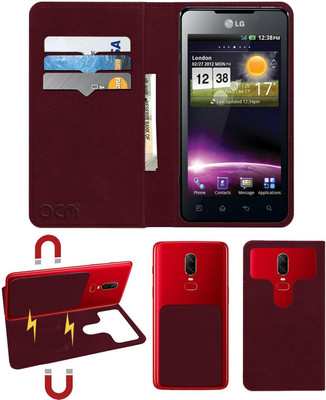 ACM Flip Cover for Lg Optimus 3d P725(Maroon, Cases with Holder, Pack of: 1)