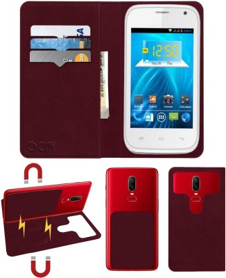 ACM Flip Cover for Spice Smart Flo Ivory 2 Mi-423(Maroon, Cases with Holder, Pack of: 1)