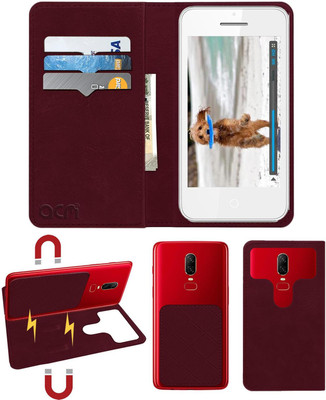 ACM Flip Cover for Intex Aqua Y2 Power(Maroon, Cases with Holder, Pack of: 1)