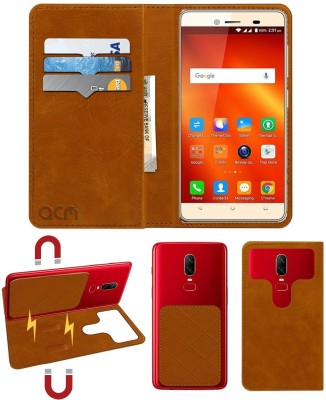 ACM Flip Cover for Panasonic T50(Gold, Cases with Holder, Pack of: 1)
