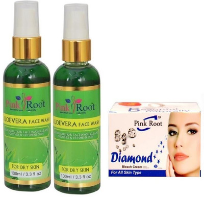 

Pink Root ALOEVERA FACE WASH 2 PCS WITH DIAMOND BLEACH 43GM(Set of 3)