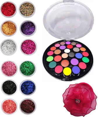 

Vozwa Colourful Sparkles Nail Art Glitter Powder 12 Pcs, Matte Eyeshadow palette and Band(Set of 14)