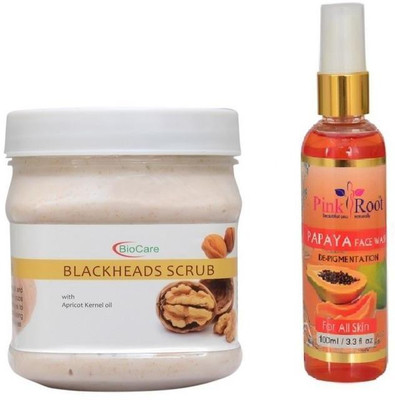 

Pink Root PAPAYA FACE WASH 100ML WITH BLACKHEADS SCRUB 500GM(Set of 2)