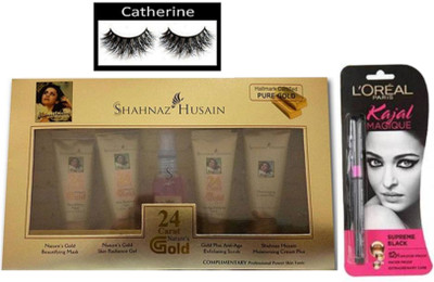 

catherine Eyelashes & Gold Facial Kit, Supreme Black Kajal(Set of 3)