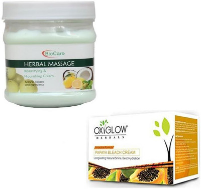 

Biocare HERBAL MASSAGE CREAM 500GM WITH PAPAYA BLEACH 50GM(Set of 2)