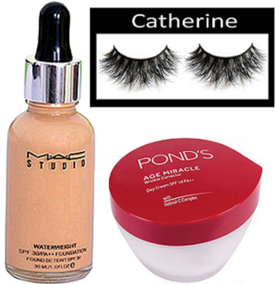 

Catherine Eyelashes, Studio Waterweight Foundation, Age Miracle Cream(Set of 3)