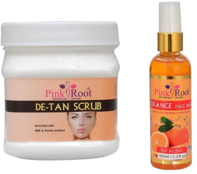 

Pink Root DE-TAN SCRUB 500GM WITH ORANGE FACE WASH 100ML(Set of 2)