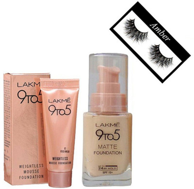 

Amber Eyelashes, 9 to 5 weightless mousse Foundation & primer matte foundation(Set of 3)