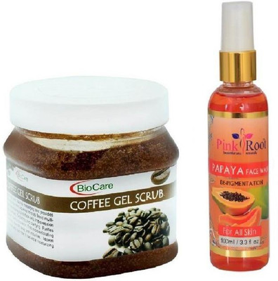 

Pink Root PAPAYA FACE WASH 100ML WITH COFFEE GEL SCRUB 500GM(Set of 2)