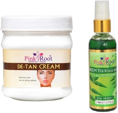 

Pink Root DE-TAN CREAM 500GM WITH NEEM FACE WASH 100ML(Set of 2)