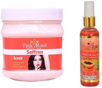 

Pink Root SAFRON SCRUB 500GM WITH PAPAYA FACE WASH 100ML(Set of 2)