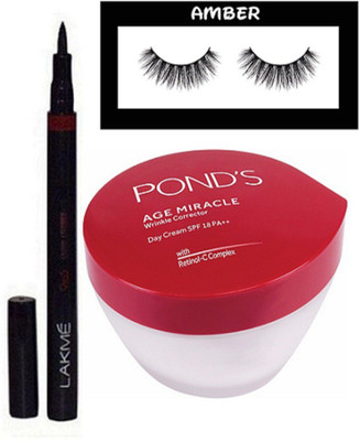 

Amber Eyelashes, age miracle wrinkle corrector cream, 9 to 5 pen eyeliner(Set of 3)