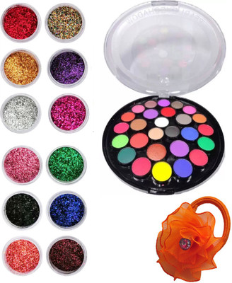 

Vozwa Fabulous Sparkles Nail Art Glitter Powder 12 Pcs, Matte Eyeshadow palette and Band(Set of 14)