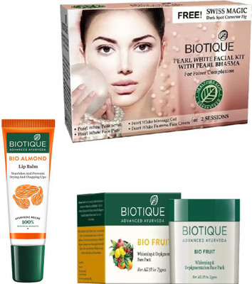 

BIOTIQUE BIO Pearl White Facial Kit, Bio Fruit Face Pack , LIP CARE(Set of 3)