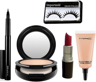 

importedd Eyelashes, Pen Eyeliner, Studio Fix Compact, Lipstick, Select Cover Up Concealer(Set of 5)