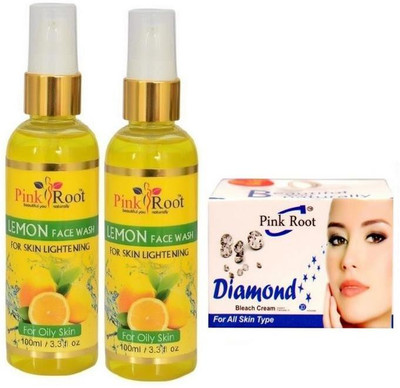 

Pink Root LEMON FACE WASH 2 PCS WITH DIAMOND BLEACH 43GM(Set of 3)