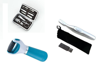 

comodo Manicure pedicure kit with bi-faither hair remover with personal pedi foot filer(Set of 3)