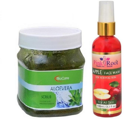

Pink Root FACE WASH 100ML WITH BIOCARE ALOEVERA GEL SCRUB 500GM(Set of 2)