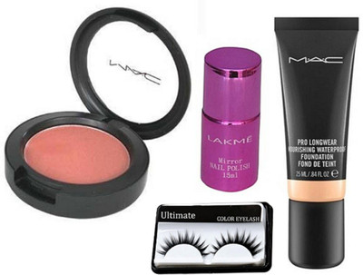 

Ultimate Eyelashes, Blusher, Pro Longwear Foundation, Mirror Nail Palish(Set of 4)