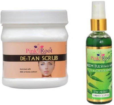 

Pink Root DE-TAN SCRUB 500GM WITH NEEM FACE WASH 100ML(Set of 2)