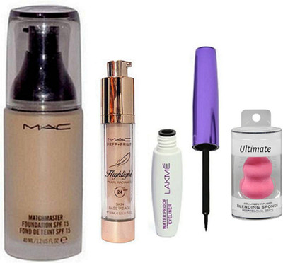 

Ultimate Sponge Puff, Matchmaster Foundation, prep+prime Highlight, Waterproof Eyeliner(Set of 4)