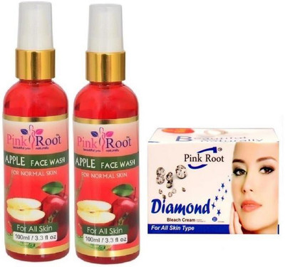 

Pink Root APPLE FACE WASH 2 PCS WITH DIAMOND BLEACH 43GM(Set of 3)