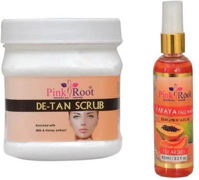 

Pink Root DE-TAN SCRUB 500GM WITH PAPAYA FACE WASH 100ML(Set of 2)