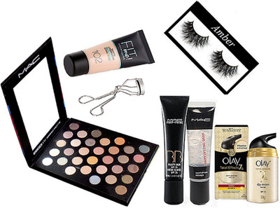 

Amber Eyelashes, eye shadow palette, infallible primer, BB cream, fit me foundation, total effects 7 in one anti-ageing cream, eyelashes curler(Set of 8)