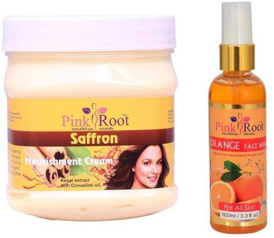 

Pink Root SAFRON CREAM 500GM WITH ORANGE FACE WASH 100ML(Set of 2)