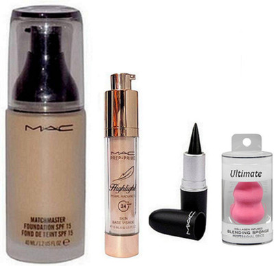 

Ultimate Sponge Puff, Matchmaster Foundation, Stick Kajal, Prep+Prime Highlight(Set of 4)