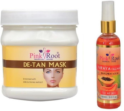

Pink Root DE-TAN MASK 500GM WITH PAPAYA FACE WASH 100ML(Set of 2)