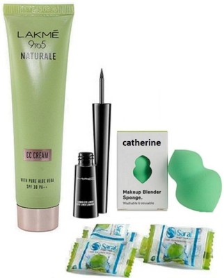 

catherine Sponge puff, Eyeliner, 9to5 Naturale CC Cream & Napkin(Set of 6)