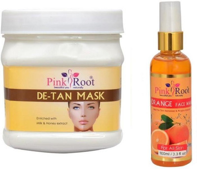 

Pink Root DE-TAN MASK 500GM WITH ORANGE FACE WASH 100ML(Set of 2)