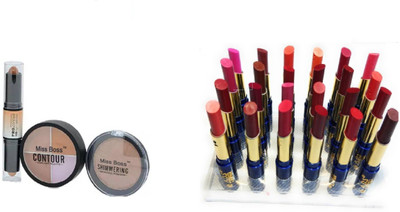 

Miss Boss cinema waterproof lipstick set of 24 , kb Face 3in1 Contour Kit 23001B Concealer ( beige ), pack of 2(Set of 2)