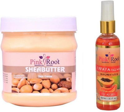 

Pink Root SHEA BUTTER CREAM 500GM WITH PAPAYA FACE WASH 100ML(Set of 2)