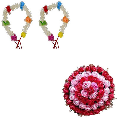 

S R Enterprises hair artifical flower gajra set (pack of 3set) Hair Accessory Set(Multicolor)