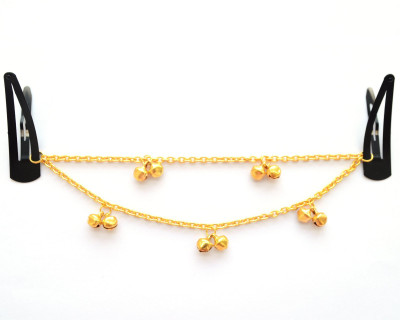 

Pretty Ponytails Ethnic Ghungroo Headchain Gold Hair Jewelry Hair Chain(Gold, Black)
